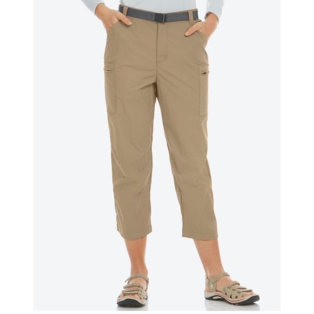 L.L. Bean Women Large Regular Beige Tropic wear High Rise Straight-Leg Capri
